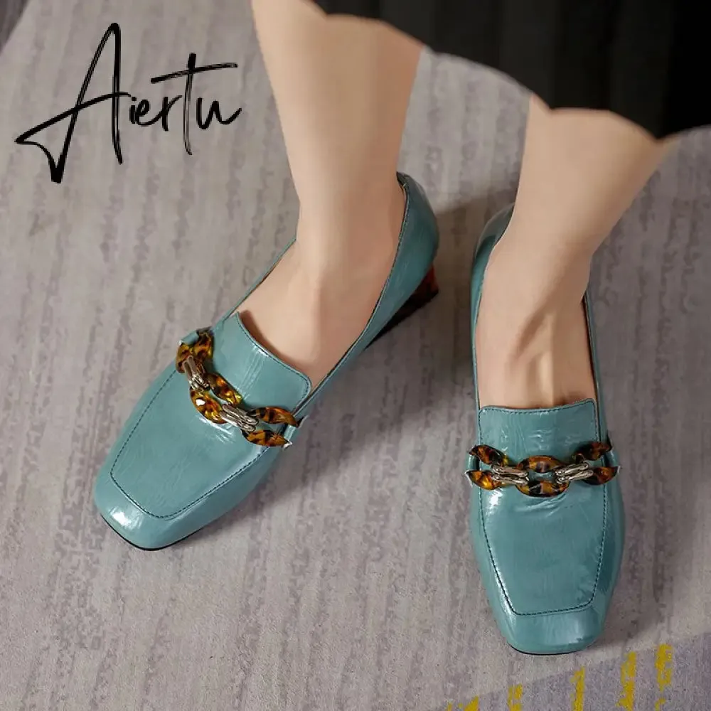 Aiertu  Women  High Heels Shoes Genuine Leather Round Toe Shoes for Women Genuine Leather Newest Party Basic Shoes Woman