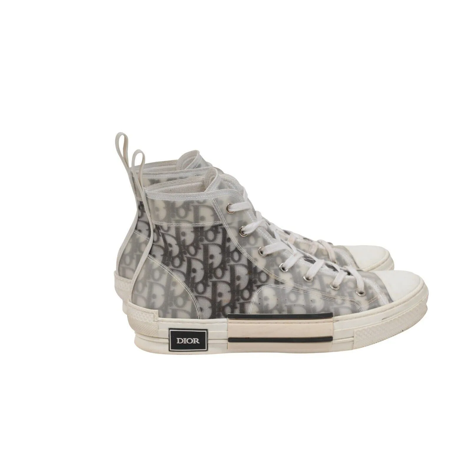 B23 High Top Sneakers Black White Oblique Logo Trainers