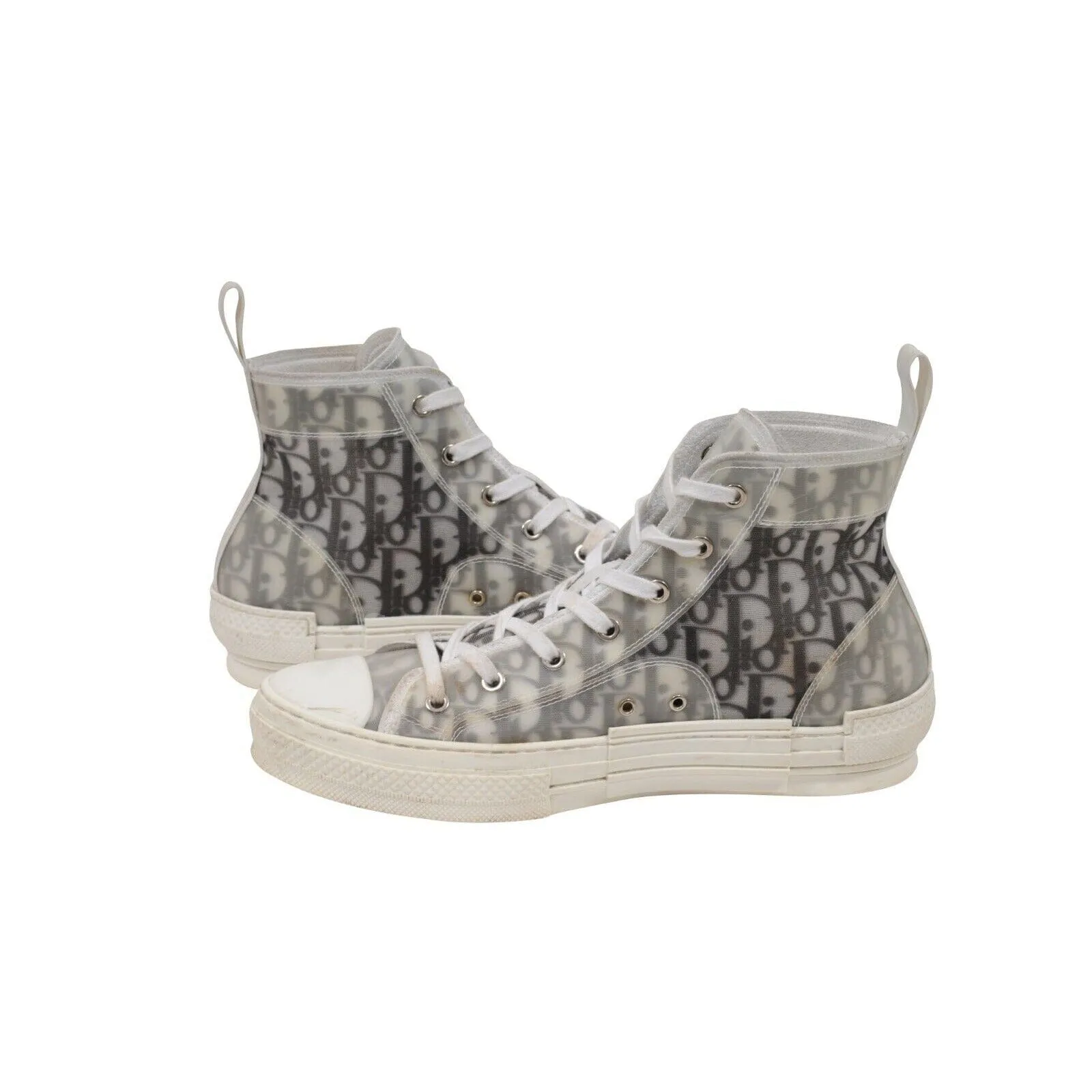 B23 High Top Sneakers Black White Oblique Logo Trainers