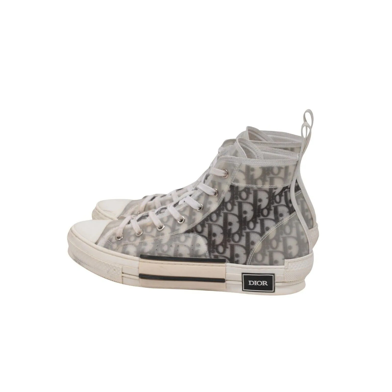 B23 High Top Sneakers Black White Oblique Logo Trainers