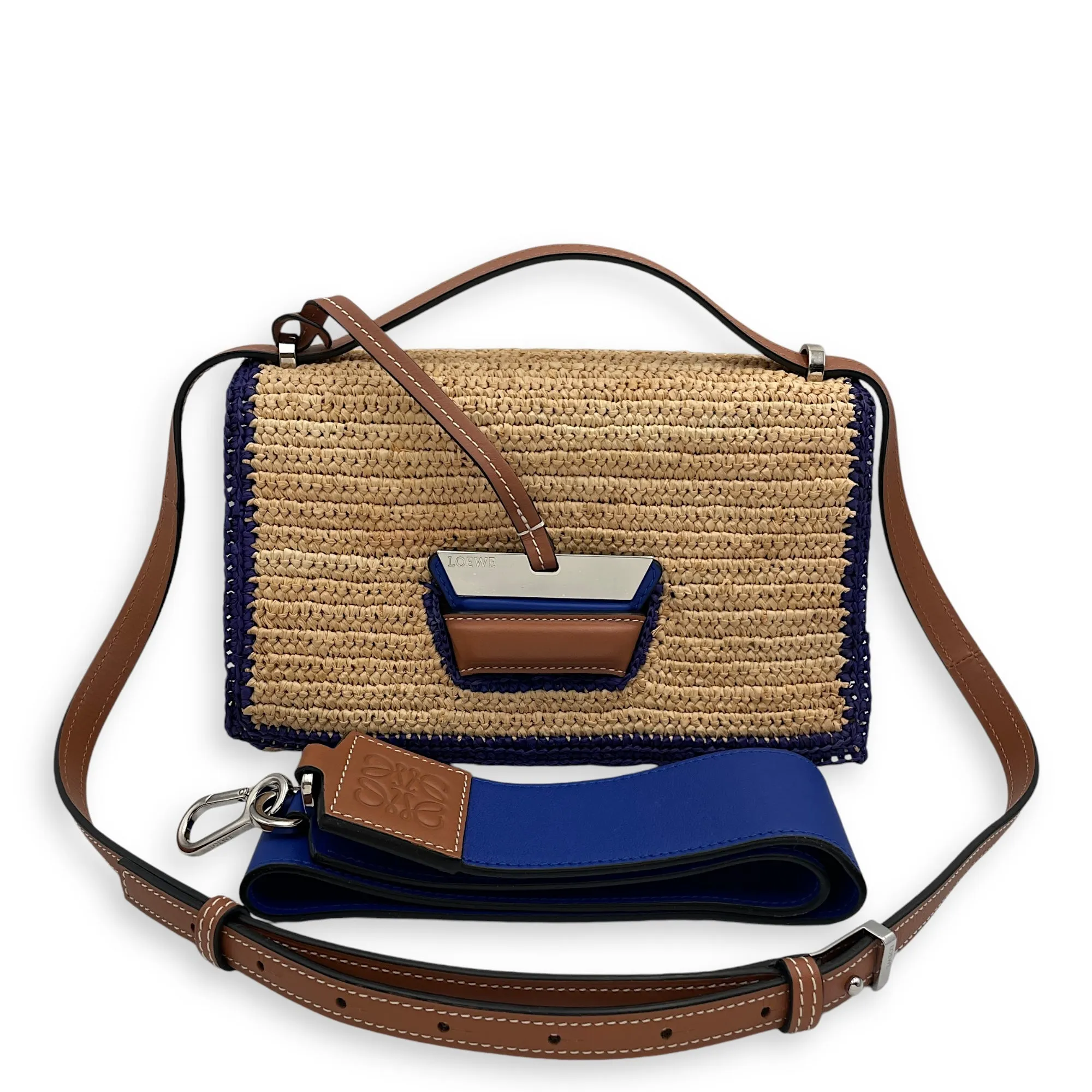 Barcelona Flap 24x15x10cm Beige, blue, purple, brown Crossbody Bag in Calfskin, Silver hardware