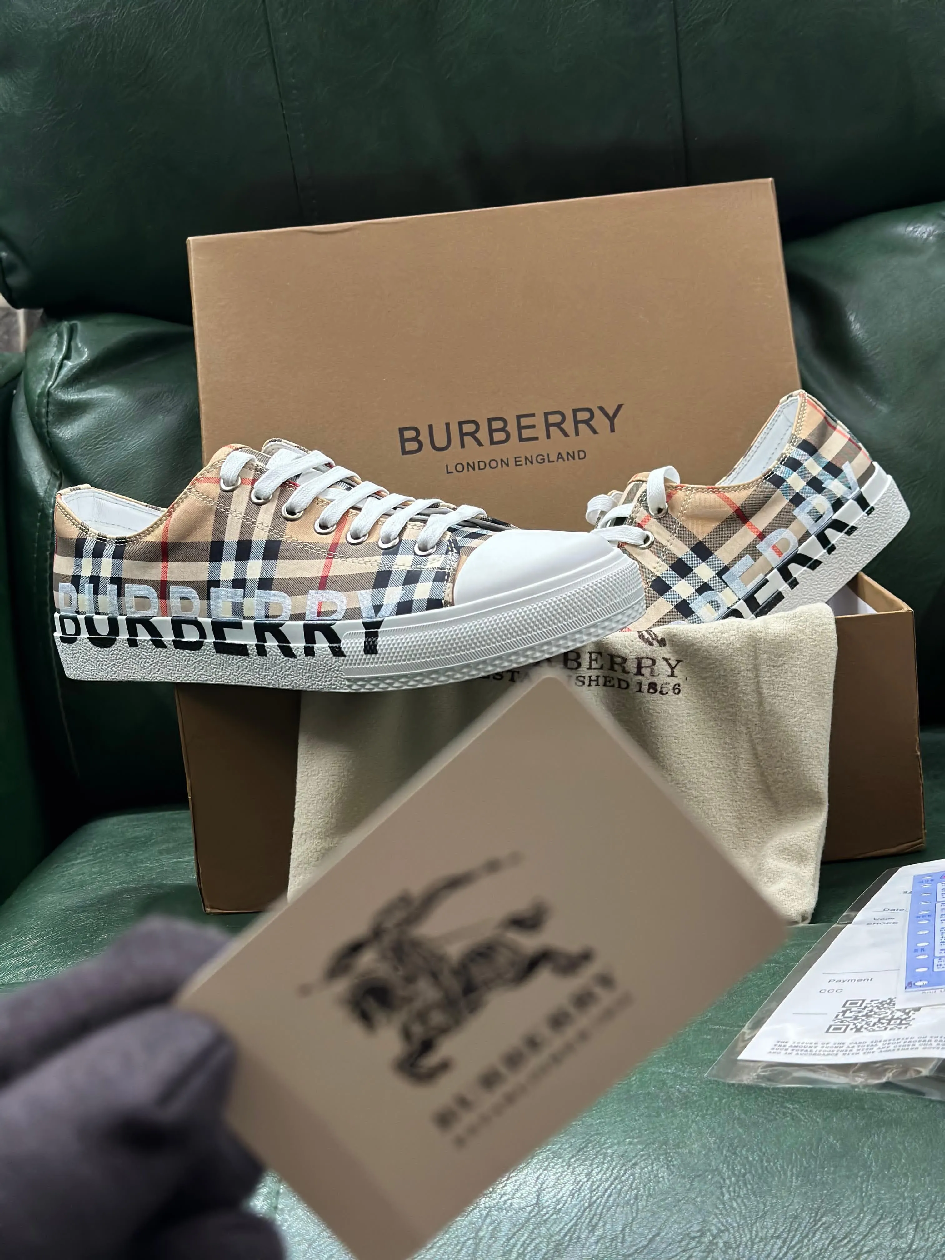 Beige Check Low Top Sneakers Shoes For Men