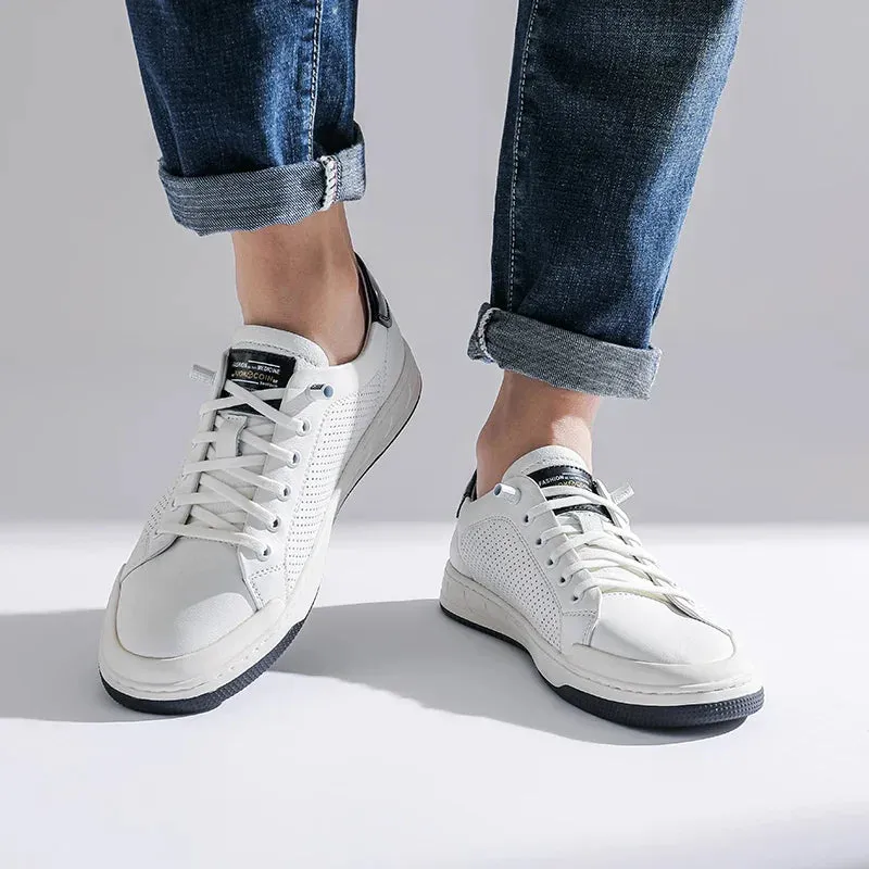 binfenxie  -  New Men Casual Shoes Comfortable Leather Small White Shoes Wear-Resisting Flat Sneakers Fashion Classic Lifestyle Shoes