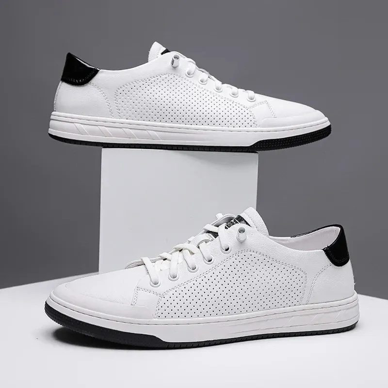 binfenxie  -  New Men Casual Shoes Comfortable Leather Small White Shoes Wear-Resisting Flat Sneakers Fashion Classic Lifestyle Shoes