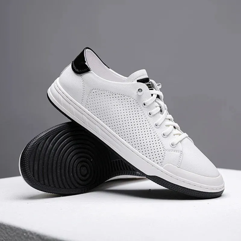 binfenxie  -  New Men Casual Shoes Comfortable Leather Small White Shoes Wear-Resisting Flat Sneakers Fashion Classic Lifestyle Shoes