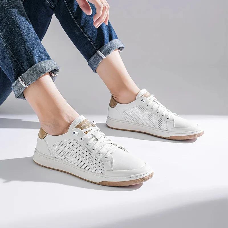 binfenxie  -  New Men Casual Shoes Comfortable Leather Small White Shoes Wear-Resisting Flat Sneakers Fashion Classic Lifestyle Shoes