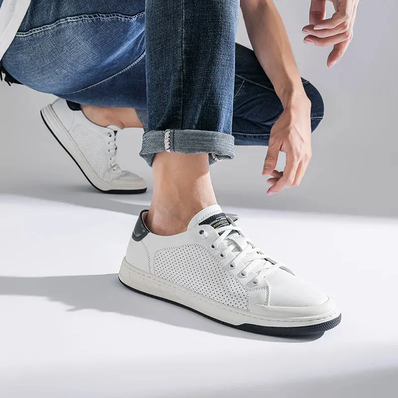 binfenxie  -  New Men Casual Shoes Comfortable Leather Small White Shoes Wear-Resisting Flat Sneakers Fashion Classic Lifestyle Shoes