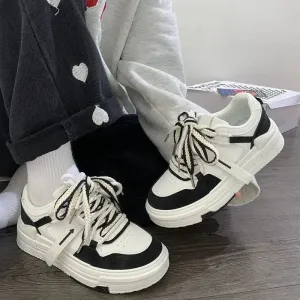 binfenxie  -  White Women Platform Sports Shoes Sneakers Kawaii Vintage Vulcanize Casual Korean Fashion Harajuku Tennis Female Flats