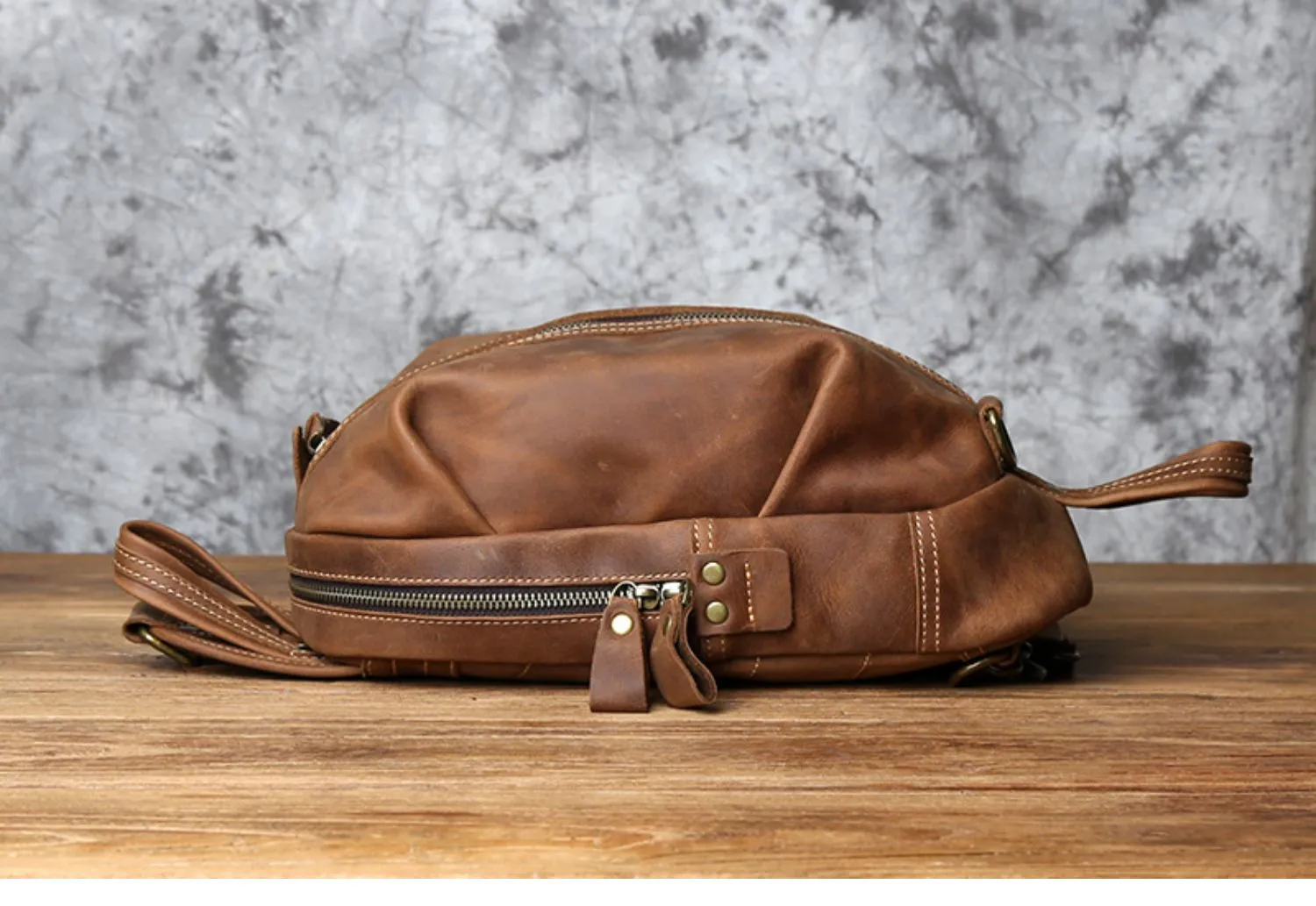 Black Crossbody Chest Bag Leather Sling Pack Cool Sling Bags for Men Cool Mens Sling Bags