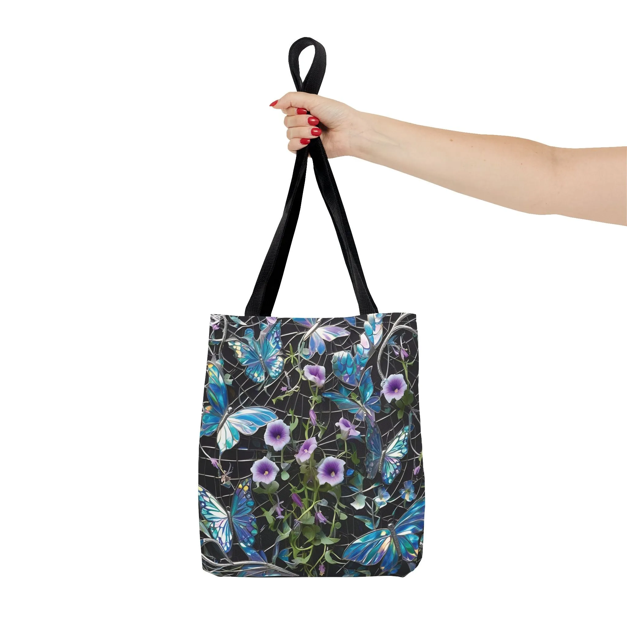 Blue butterflies and cute flowersTote Bag (AOP)
