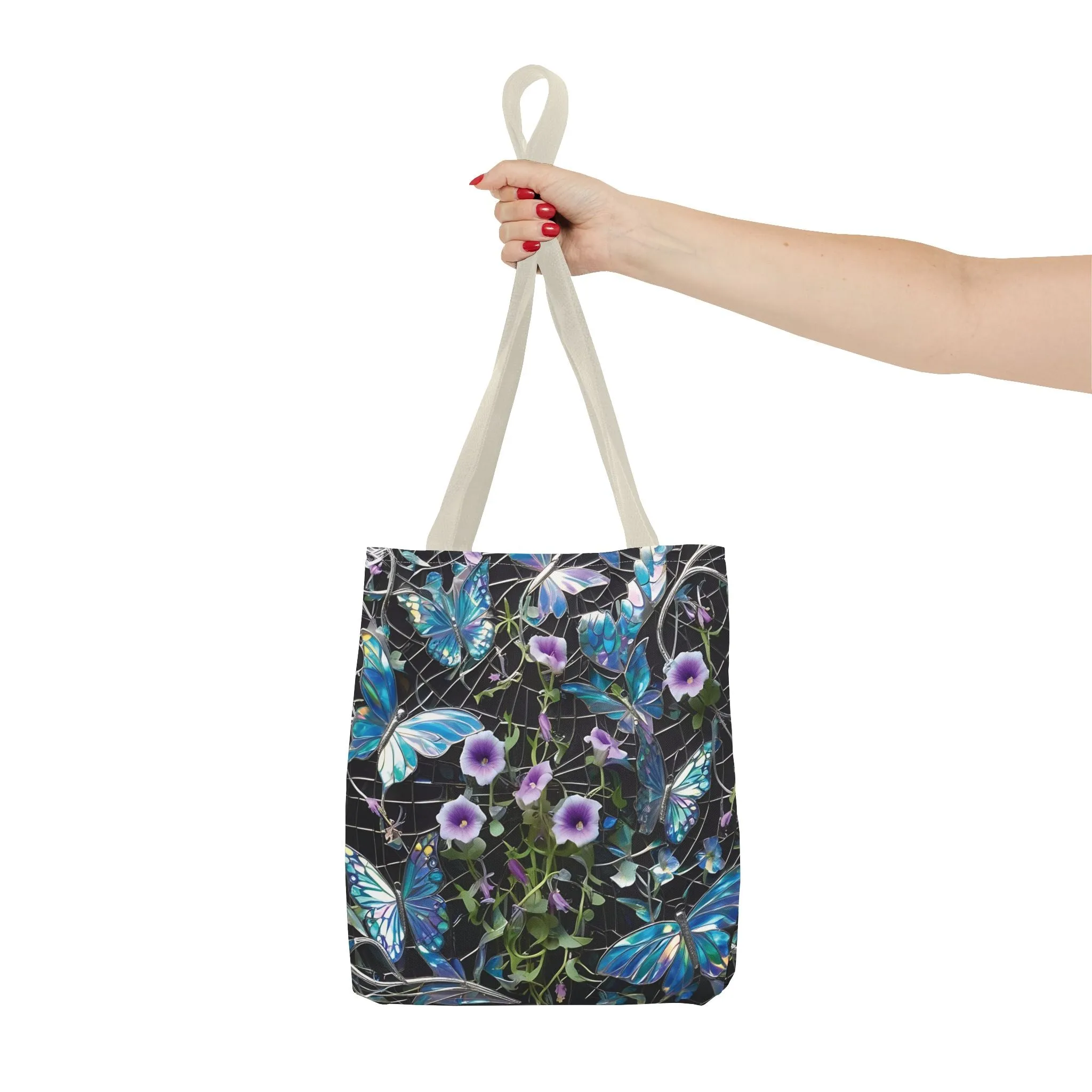 Blue butterflies and cute flowersTote Bag (AOP)