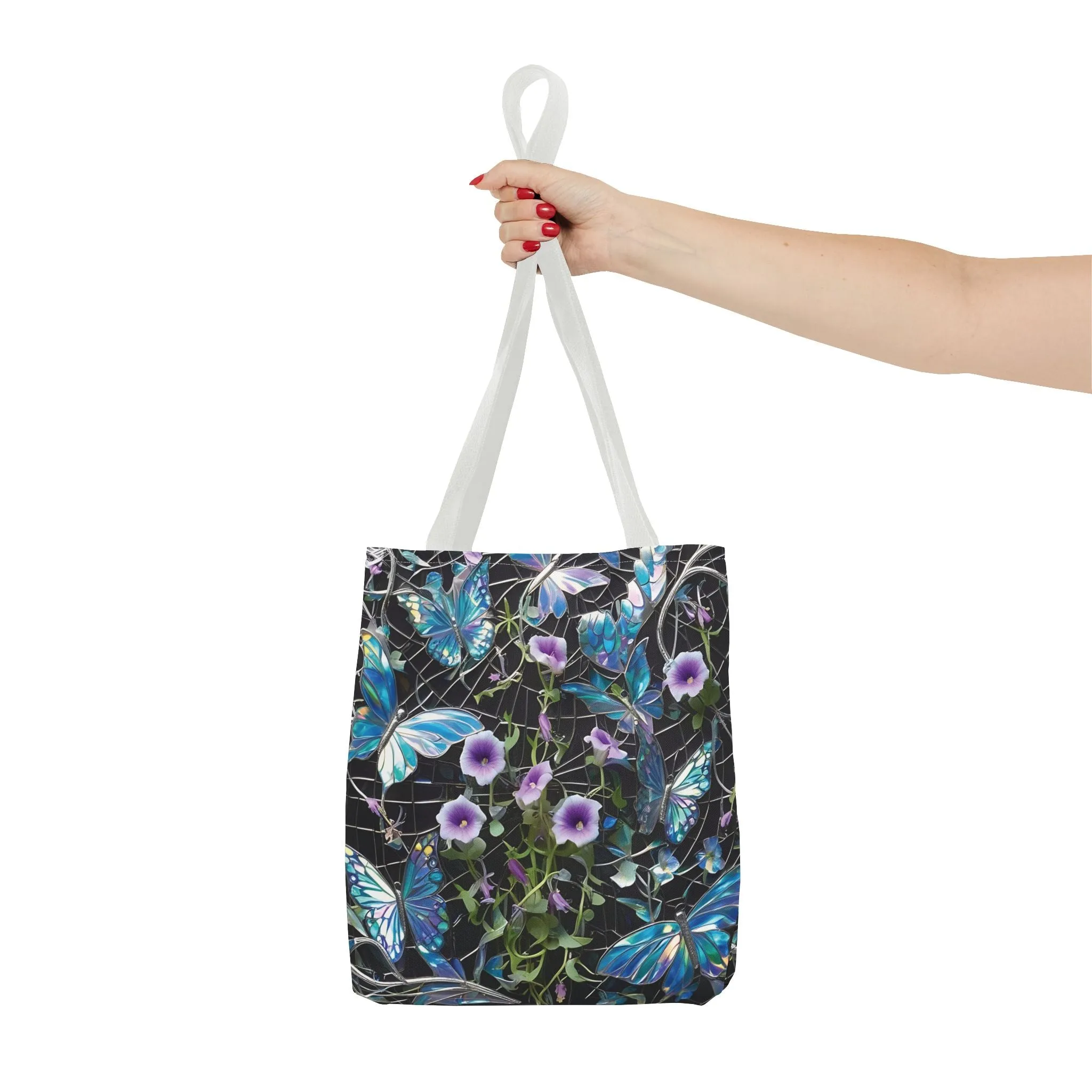 Blue butterflies and cute flowersTote Bag (AOP)