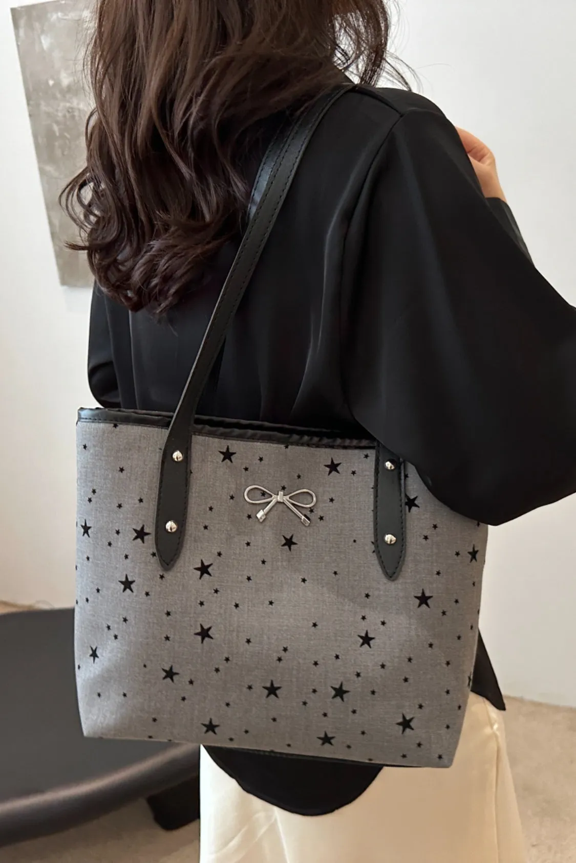 Bow Trim Polyester Tote Bag | Purses | Handbags