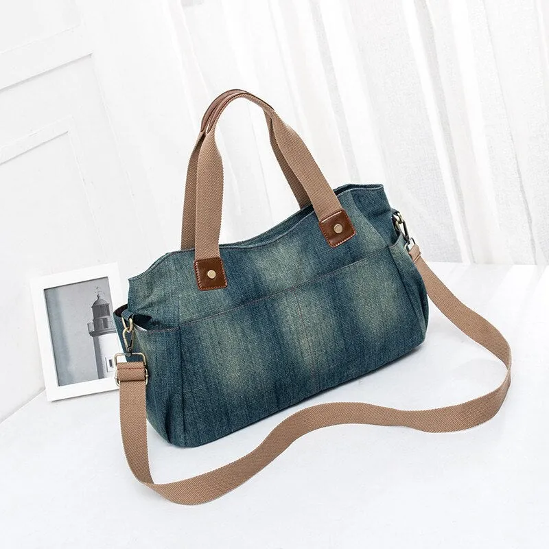 Casual Denim women handbag Large capacity High Quality Jeans female Shoulder Bag big totes Travel bag Ladies crossbody bags blue