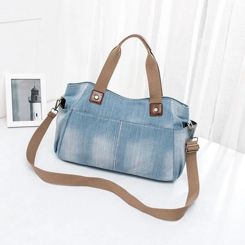 Casual Denim women handbag Large capacity High Quality Jeans female Shoulder Bag big totes Travel bag Ladies crossbody bags blue