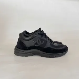 Chanel Black CC Low-Top Sneakers with CC, 38