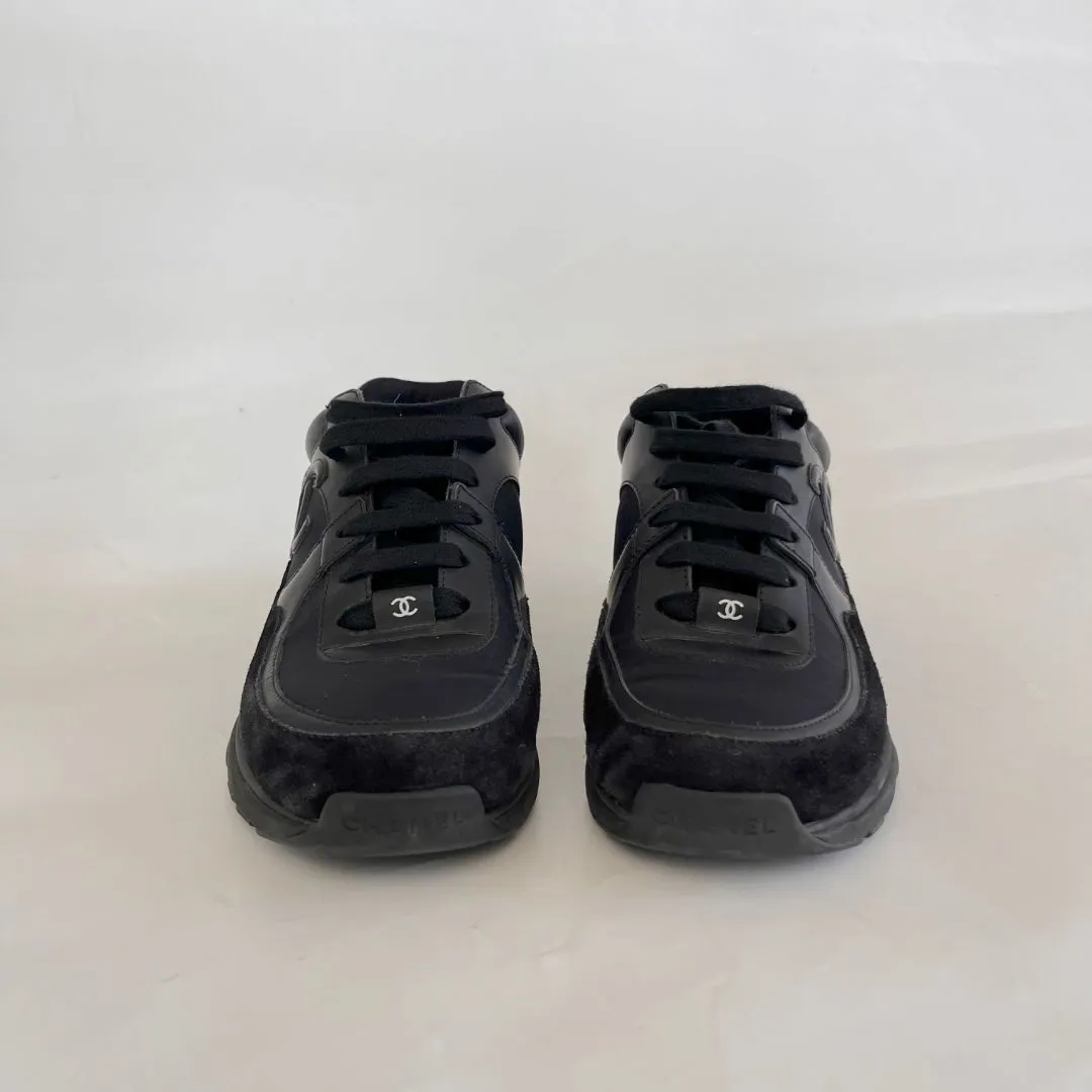 Chanel Black CC Low-Top Sneakers with CC, 38