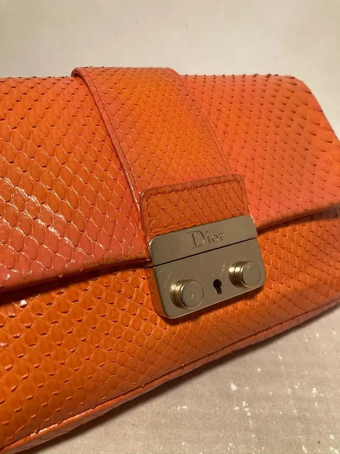 Christian Dior Orange Python Miss Dior Small Flap Bag