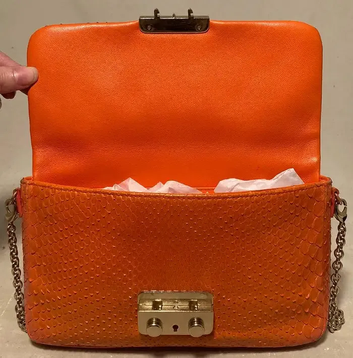 Christian Dior Orange Python Miss Dior Small Flap Bag