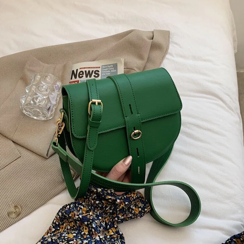 Christmas Gift с доставкой Branded Trendy PU Leather Saddle Crossbody Shoulder Bag for Women 2021 Spring  Summer Small Cute Handbags and Purses