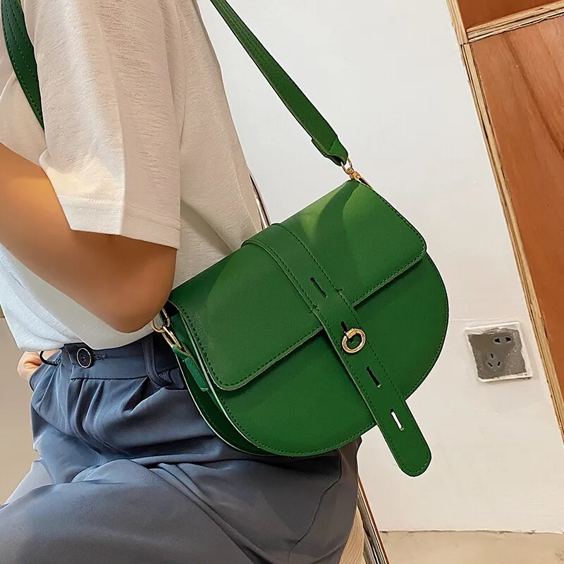Christmas Gift с доставкой Branded Trendy PU Leather Saddle Crossbody Shoulder Bag for Women 2021 Spring  Summer Small Cute Handbags and Purses