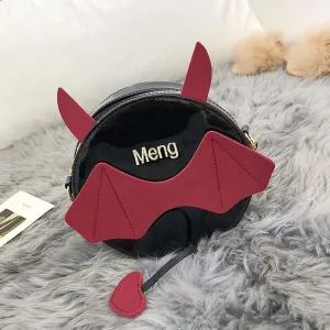 Christmas Gift Cute Little Monster Bat Small Round Bag Halloween Devil Handbag Cute Cartoon Women Chain Purses And Shoulder Bags With Tail New