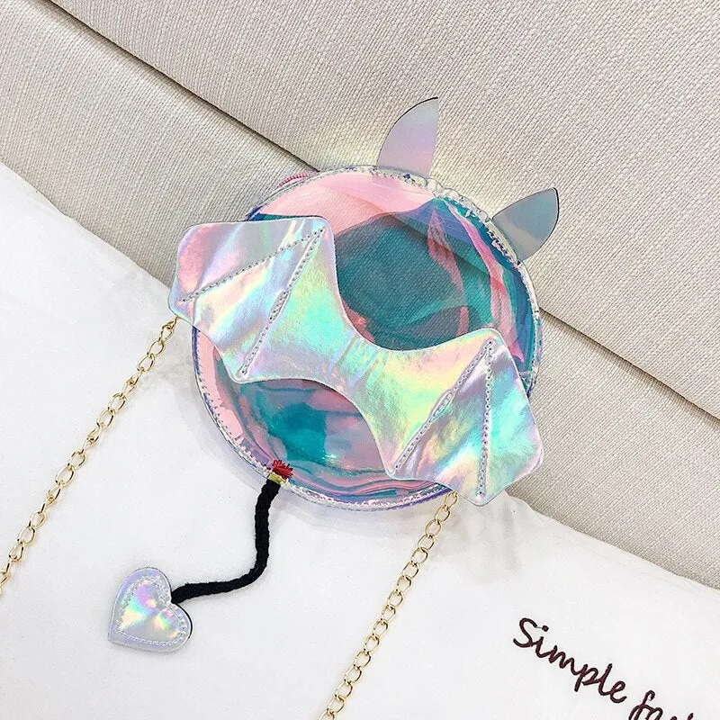 Christmas Gift Cute Little Monster Bat Small Round Bag Halloween Devil Handbag Cute Cartoon Women Chain Purses And Shoulder Bags With Tail New