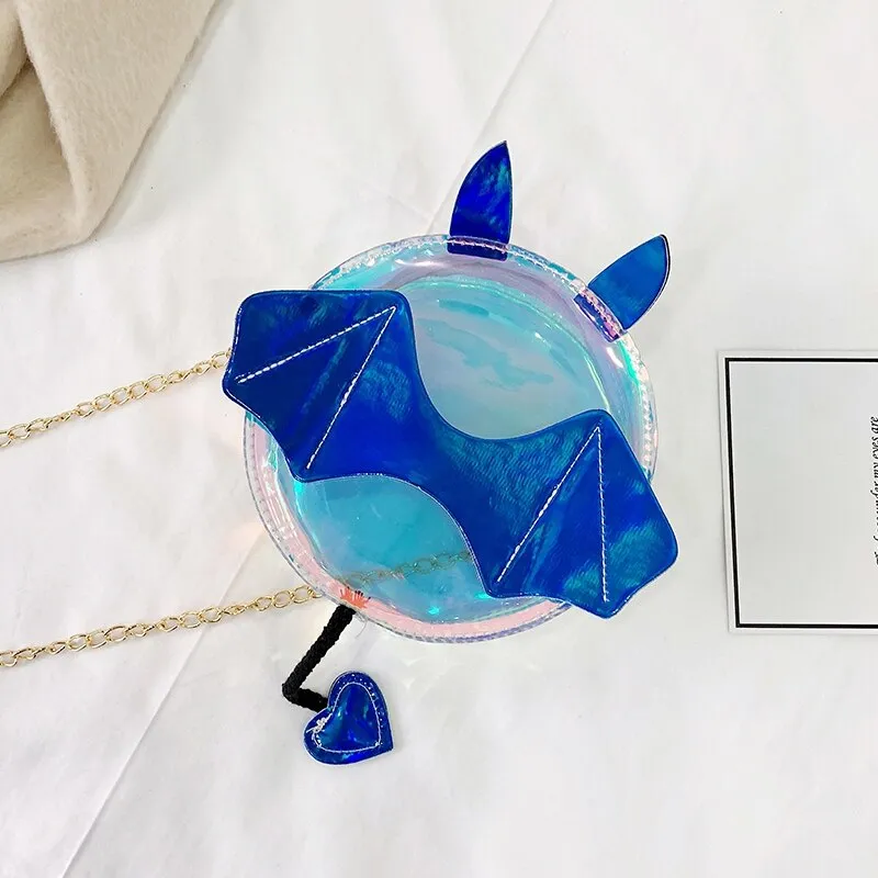 Christmas Gift Cute Little Monster Bat Small Round Bag Halloween Devil Handbag Cute Cartoon Women Chain Purses And Shoulder Bags With Tail New