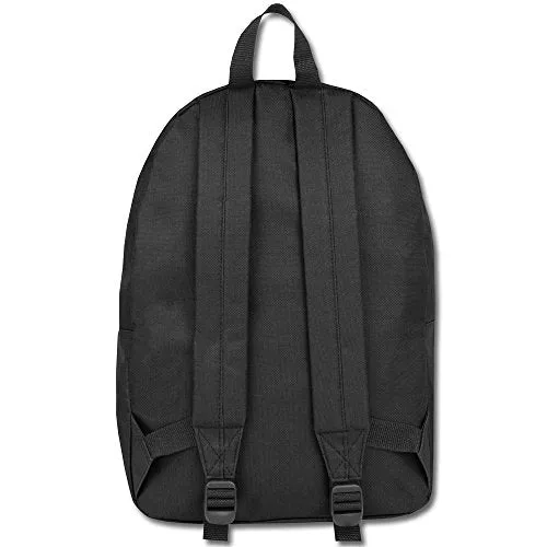 Classic Traditional Solid Backpacks with Adjustable Padded Shoulder Straps (Black)