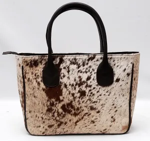 Cowhide hair purse speckled tricolor
