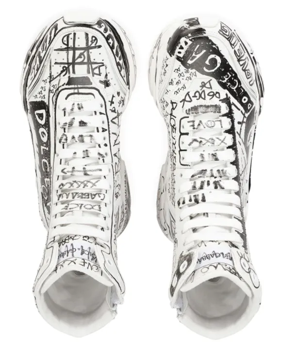 DOLCE & GABBANA - Daymaster graffiti-print mid-top sneakers