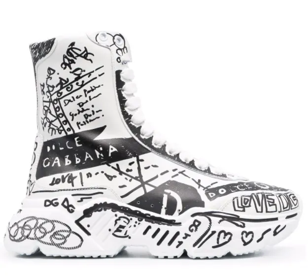 DOLCE & GABBANA - Daymaster graffiti-print mid-top sneakers