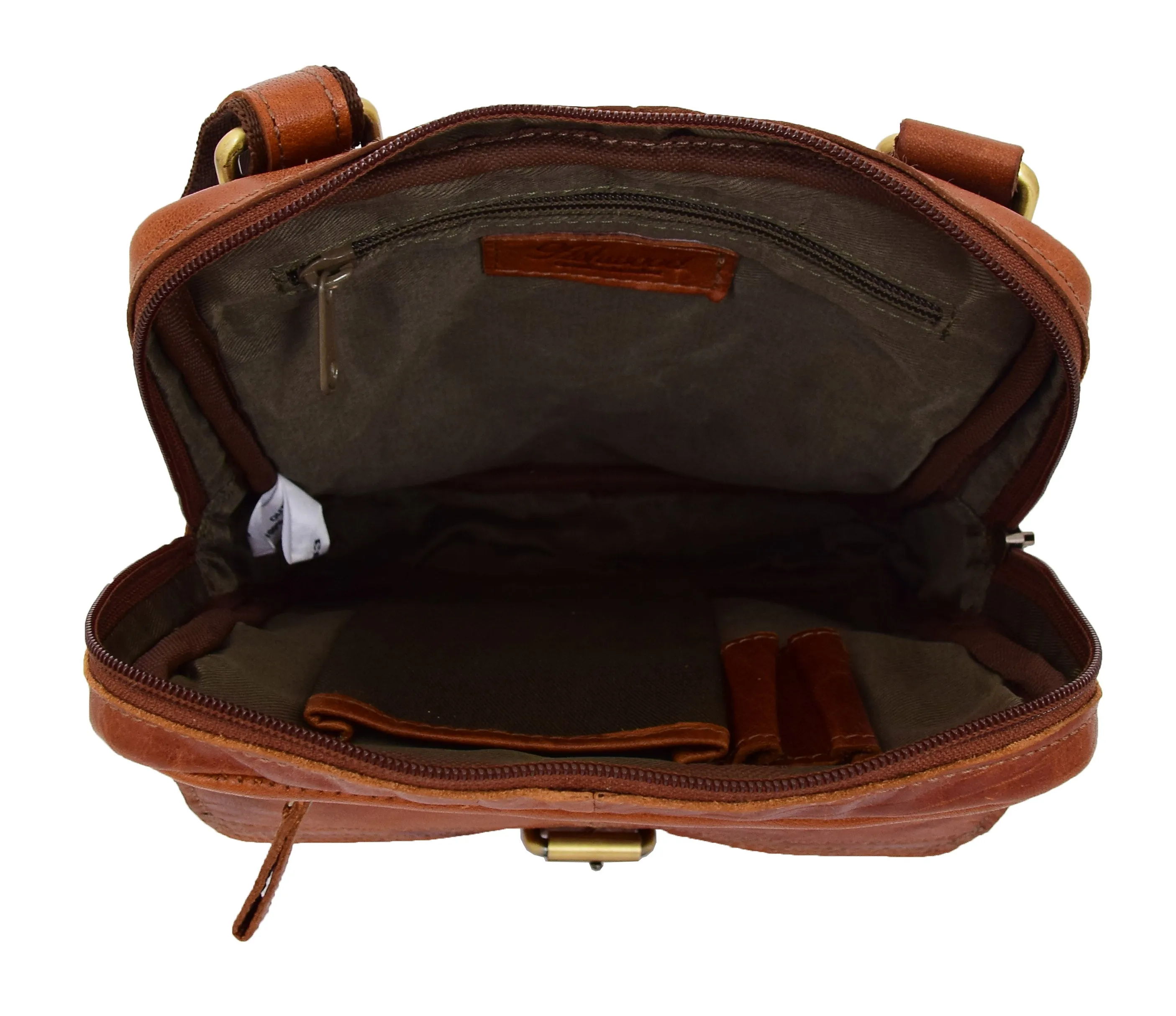 DR287 Real Leather Retro Cross Body Bag Classic Tan