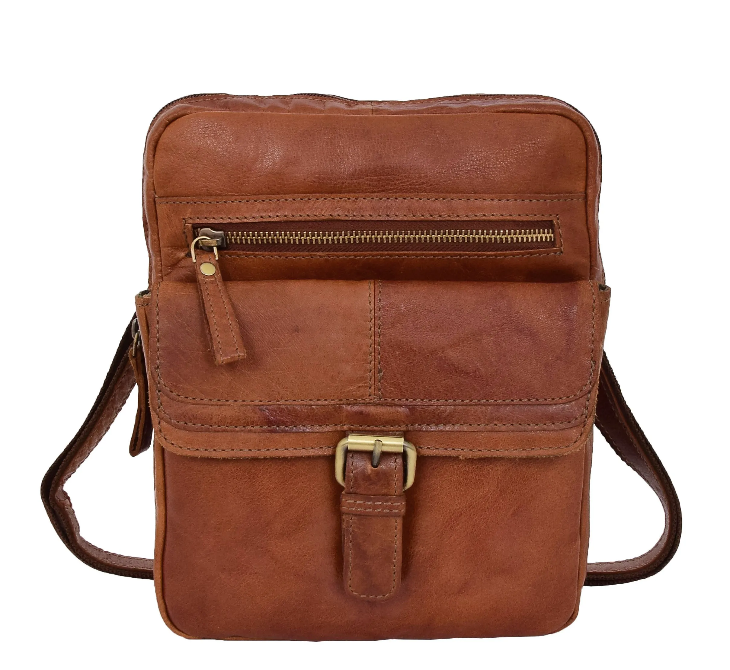 DR287 Real Leather Retro Cross Body Bag Classic Tan