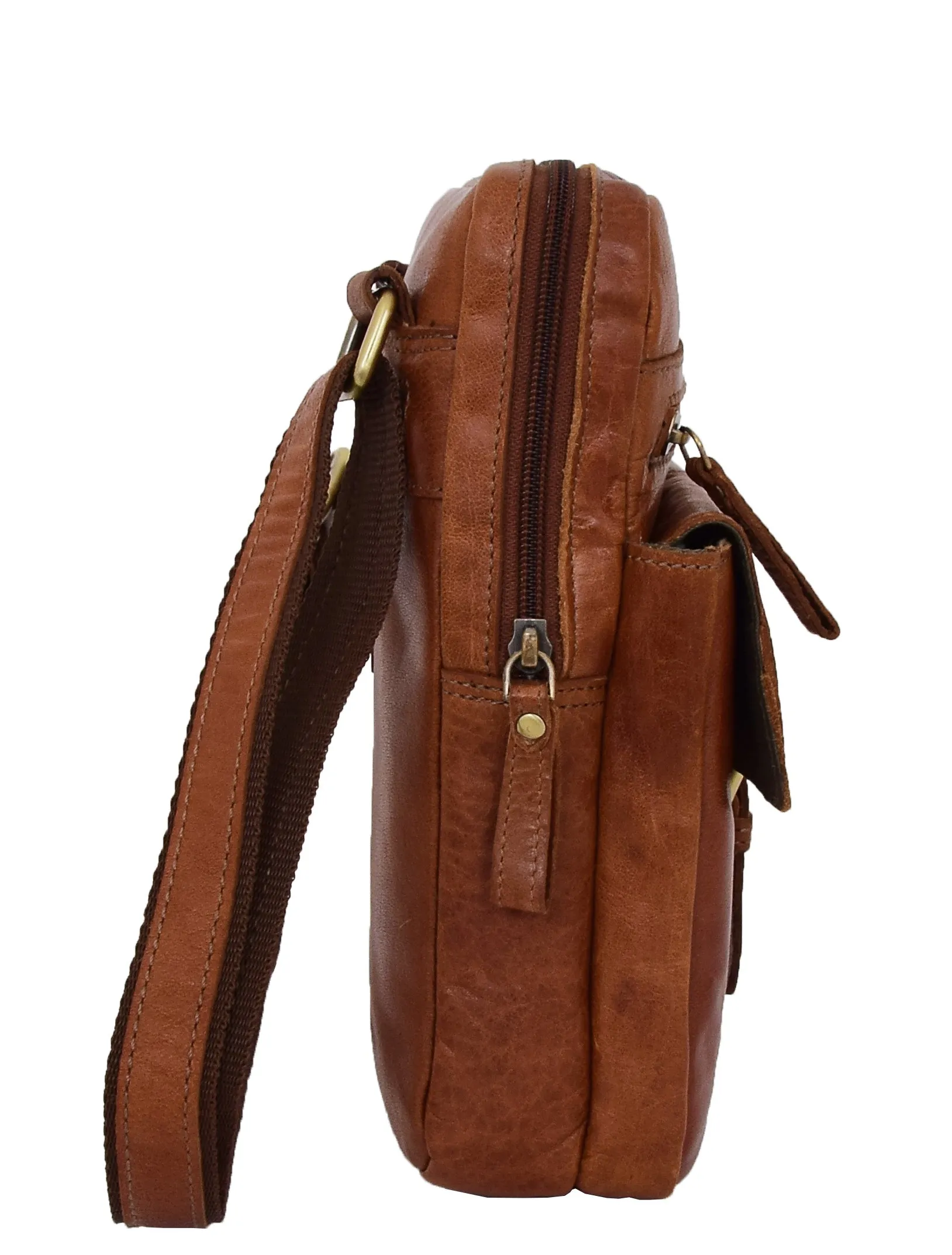 DR287 Real Leather Retro Cross Body Bag Classic Tan