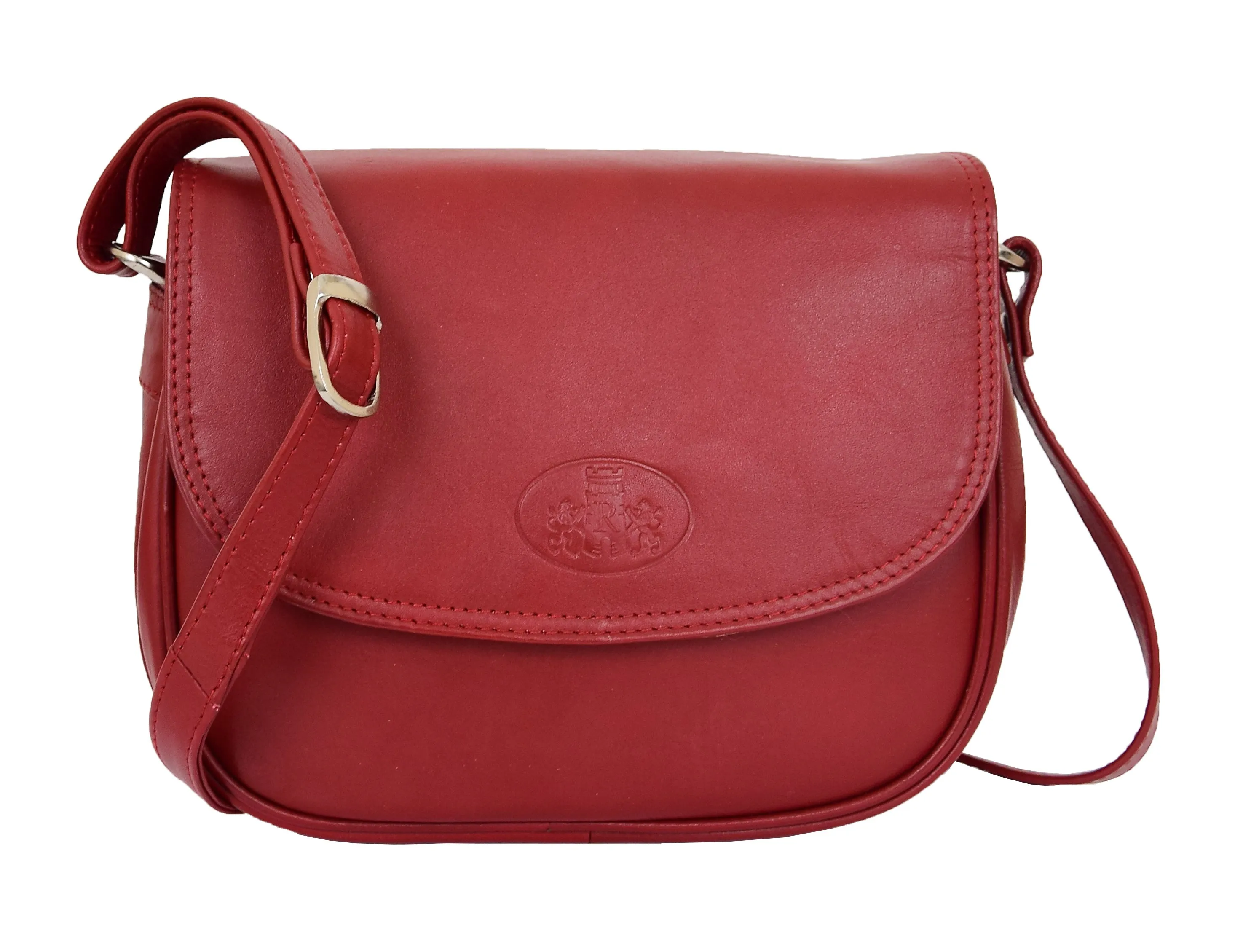 DR459 Women's Leather Cross Body Flap over Bag Red