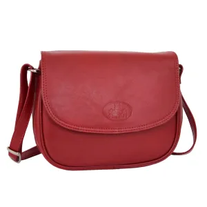 DR459 Women's Leather Cross Body Flap over Bag Red