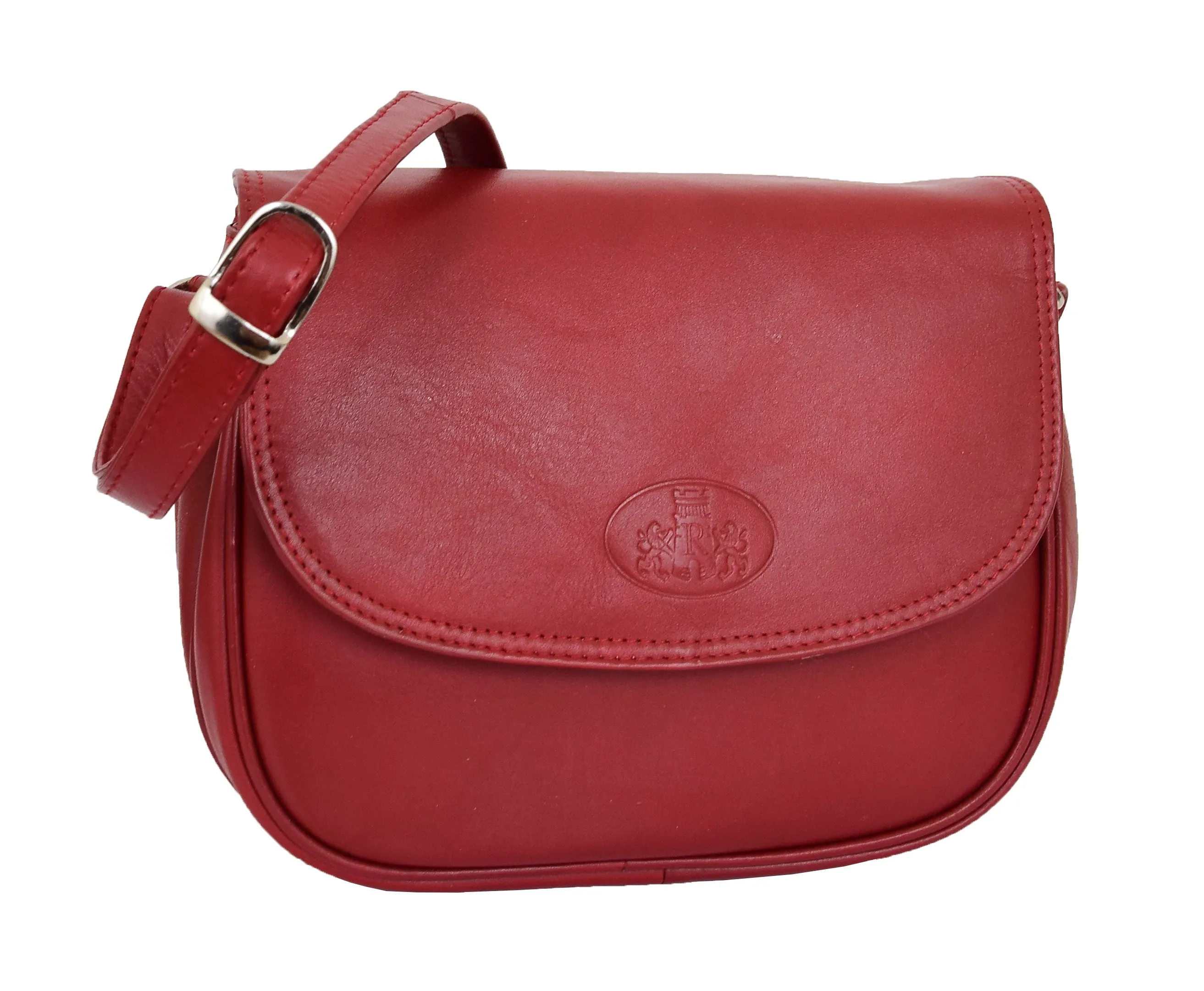 DR459 Women's Leather Cross Body Flap over Bag Red