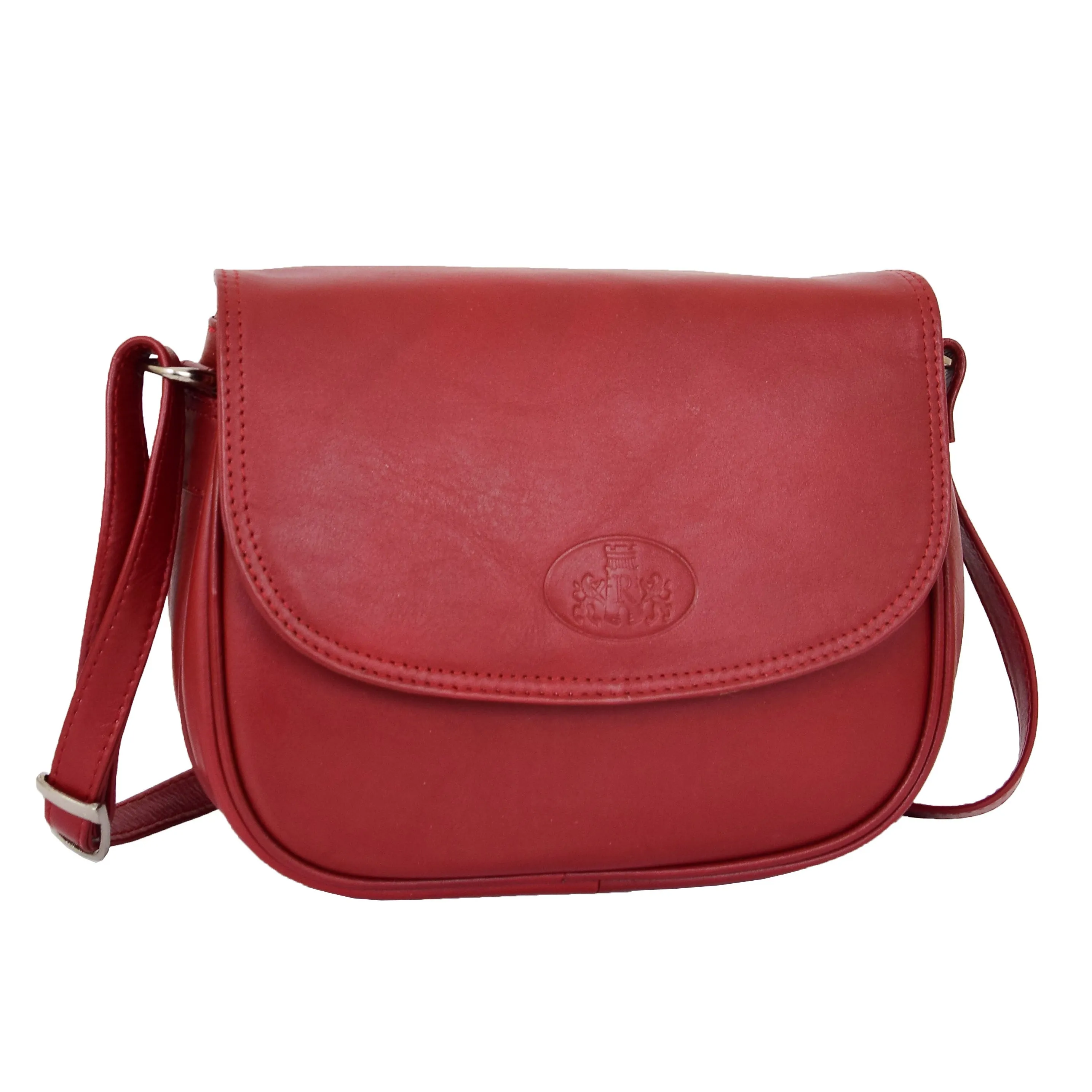 DR459 Women's Leather Cross Body Flap over Bag Red