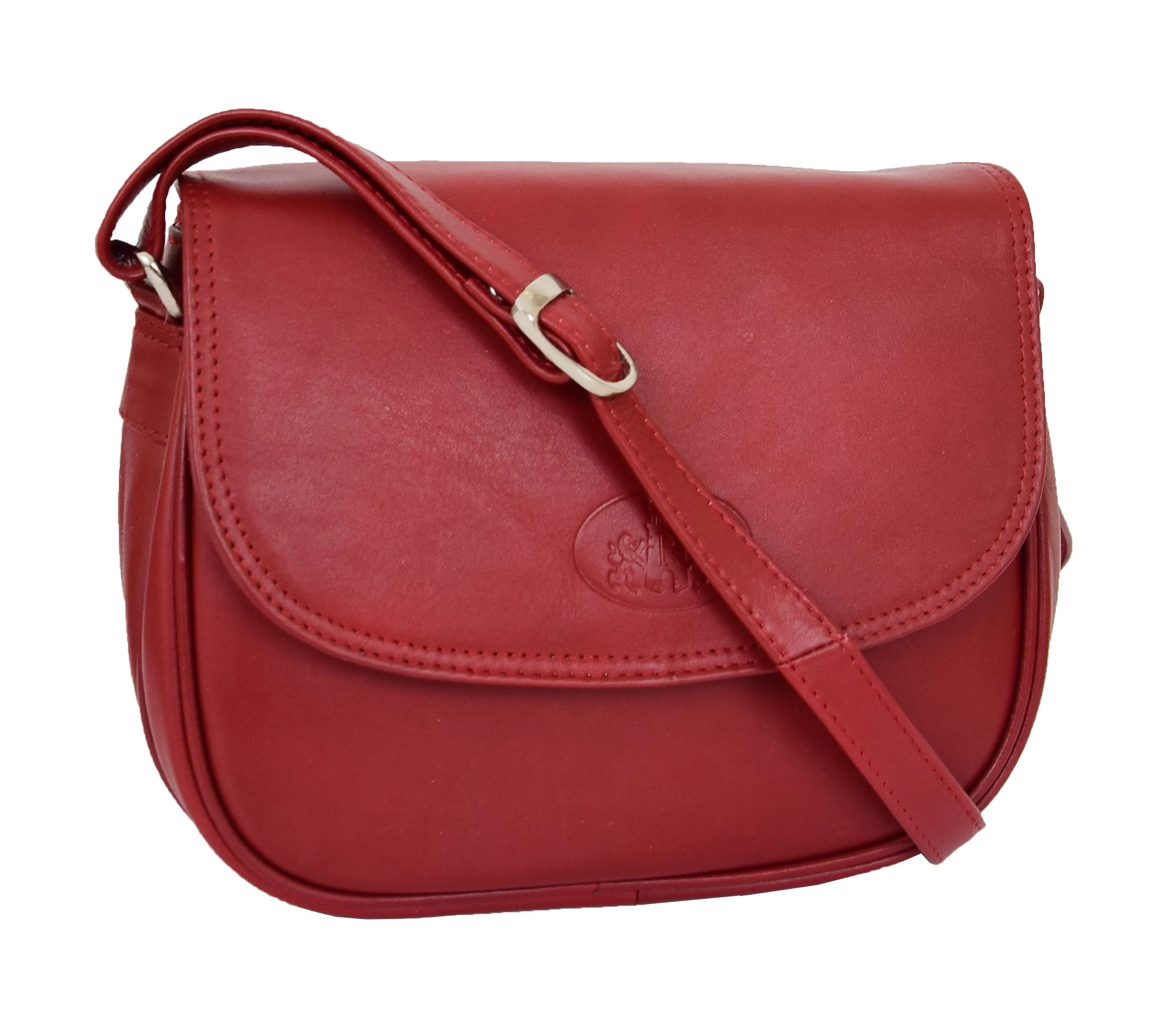 DR459 Women's Leather Cross Body Flap over Bag Red