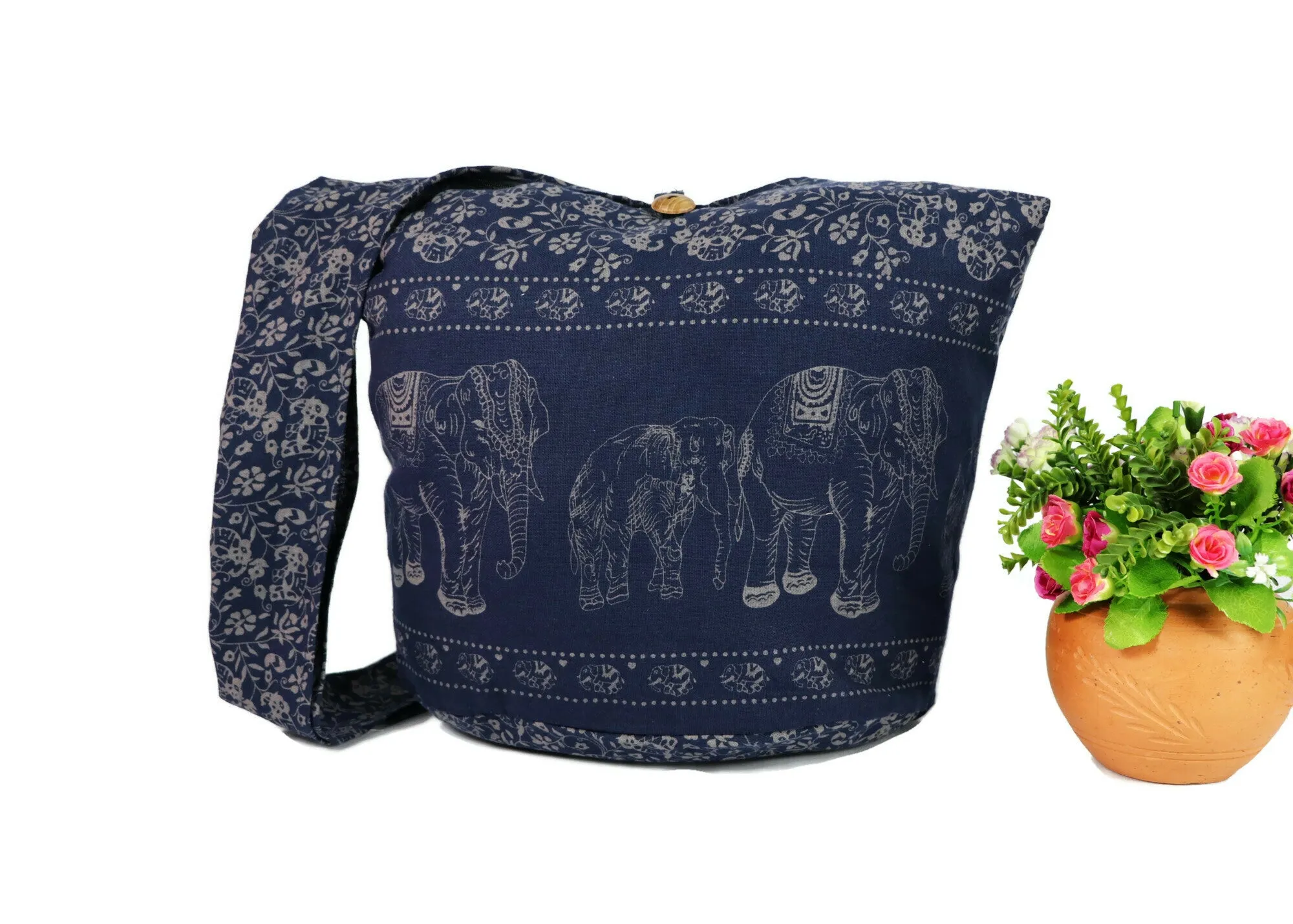 Elephant Hobo purses tote Shoulder Crossbody Bag Hippie Cotton Sling Bags