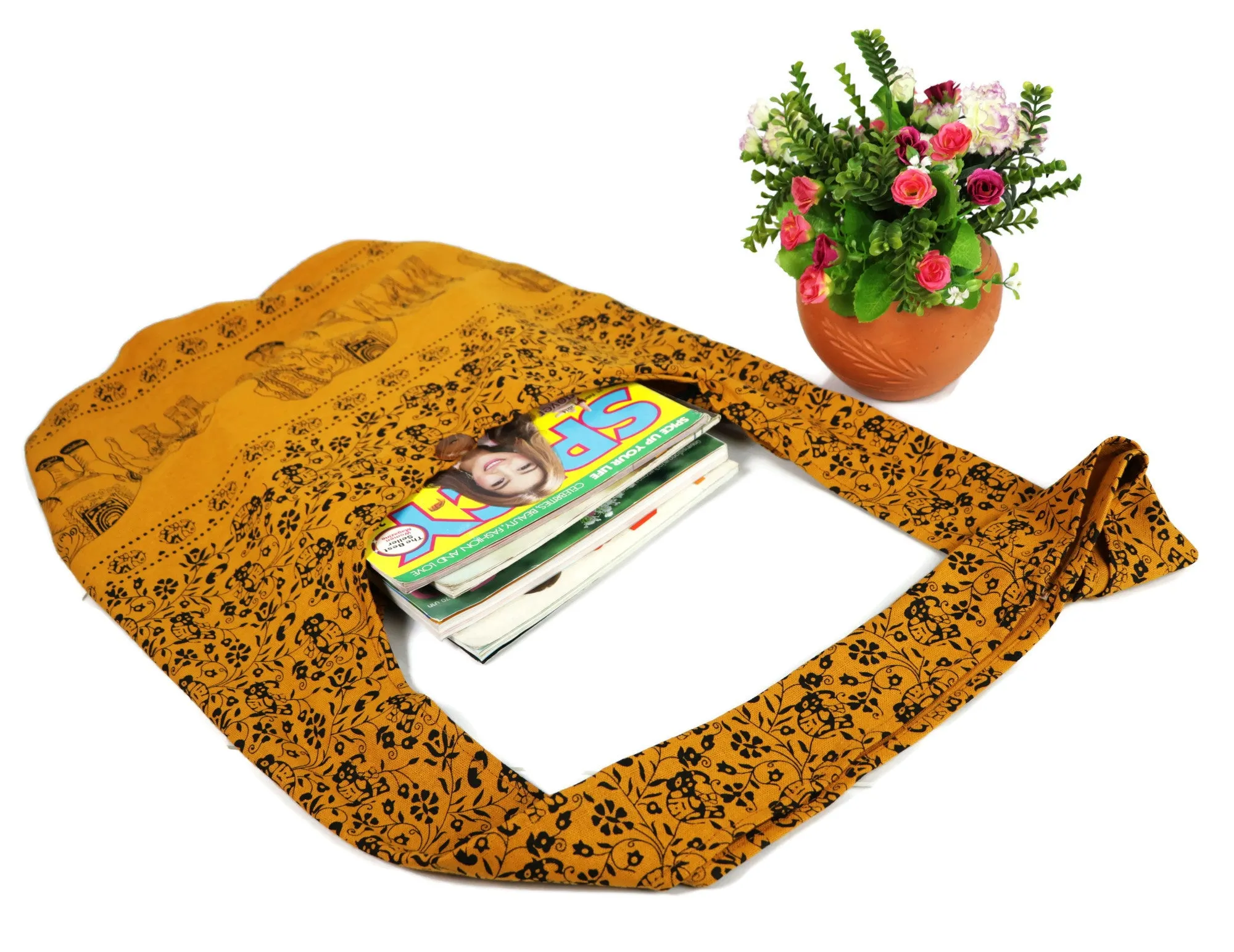Elephant Hobo purses tote Shoulder Crossbody Bag Hippie Cotton Sling Bags