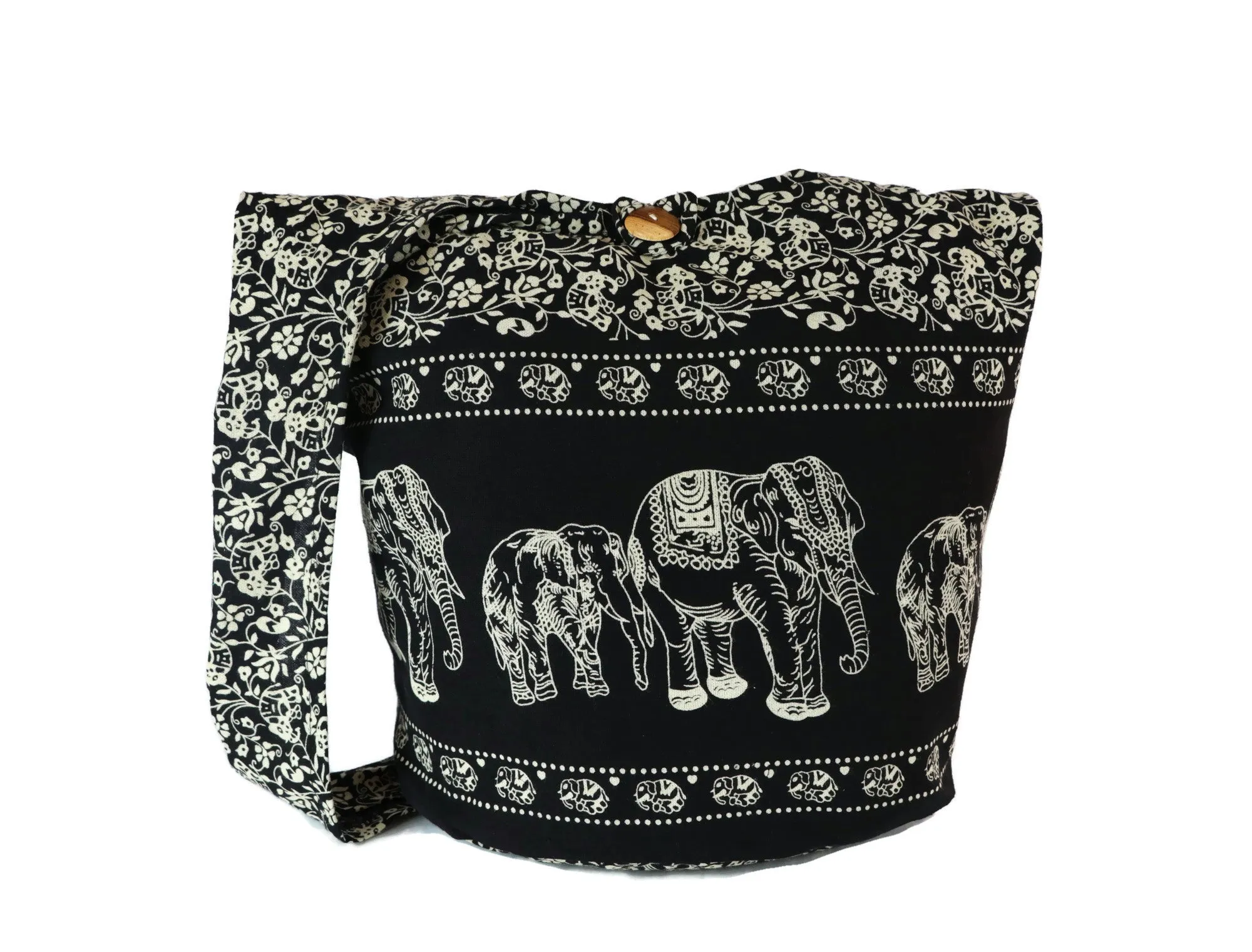 Elephant Hobo purses tote Shoulder Crossbody Bag Hippie Cotton Sling Bags