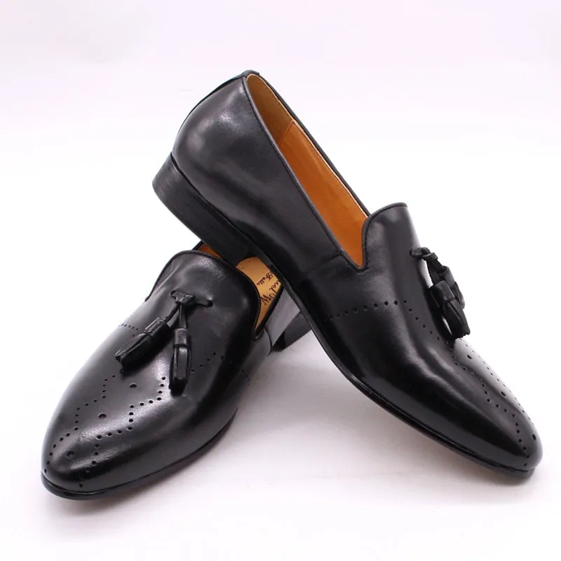 FELIX CHU Men Tassel Loafers Genuine Leather Casual Dress Shoes