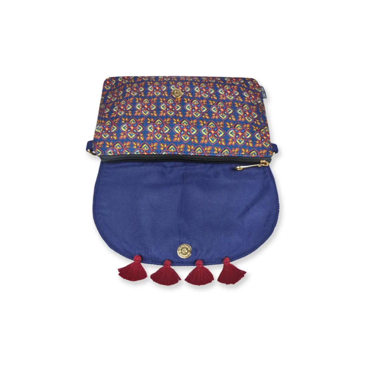Flap Tassel Sling Bag- Blue Knot