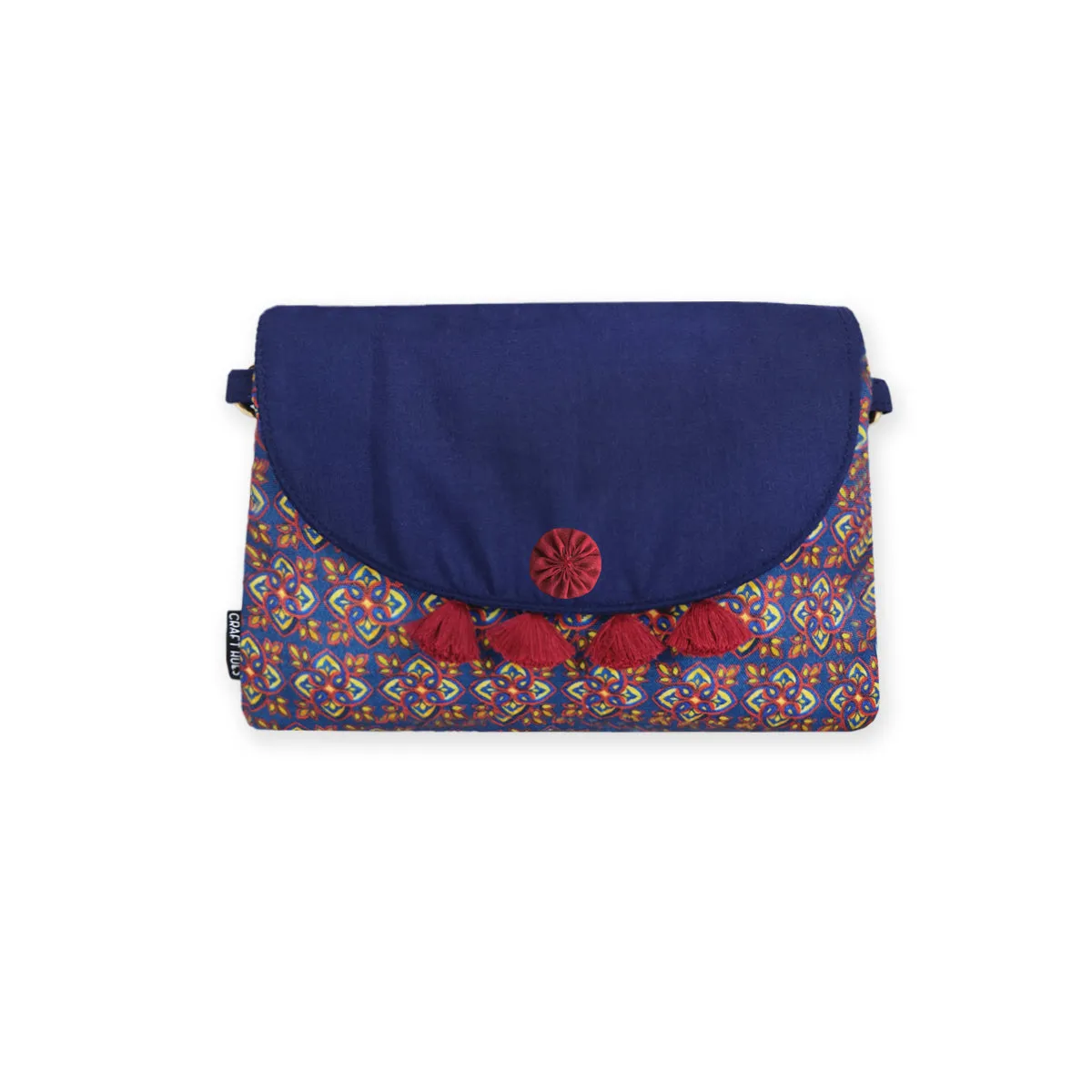 Flap Tassel Sling Bag- Blue Knot