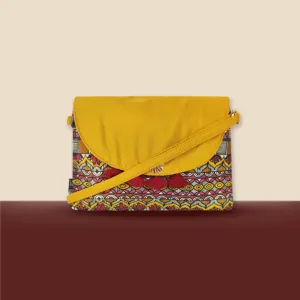 Flap Tassel Sling Bag- Mustard Madhubani