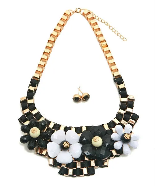 FLOWER CHAIN NECKLACE & EARRING SET