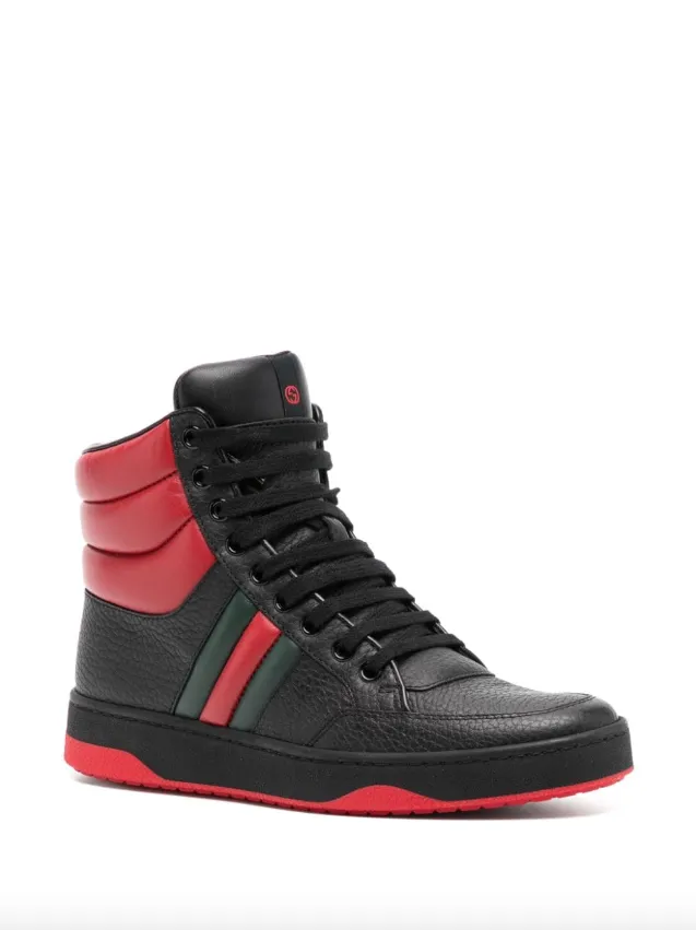 Gucci Black & red leather high top sneakers