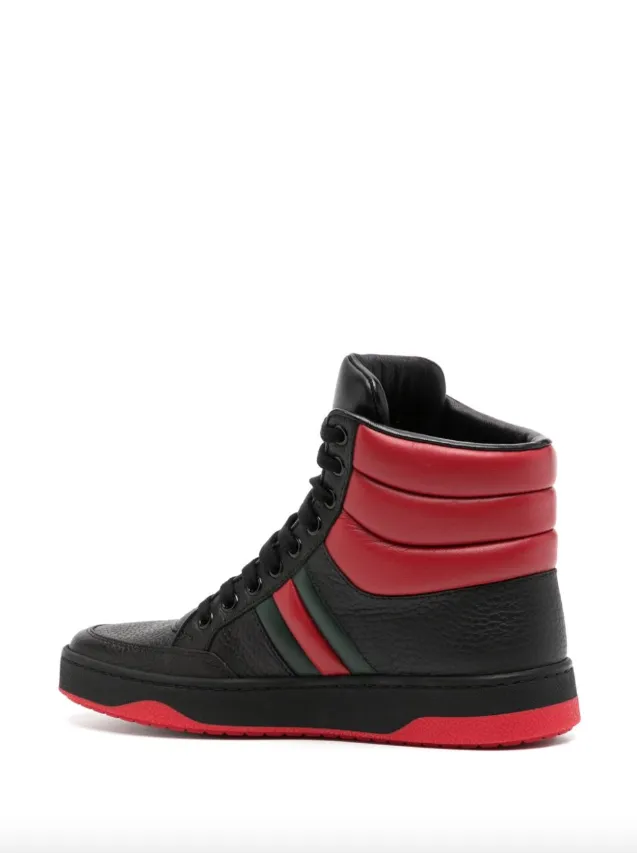Gucci Black & red leather high top sneakers